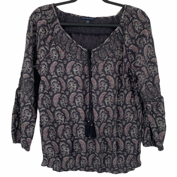 American Eagle Blouse Top Paisley Boho Large - Picture 1 of 8